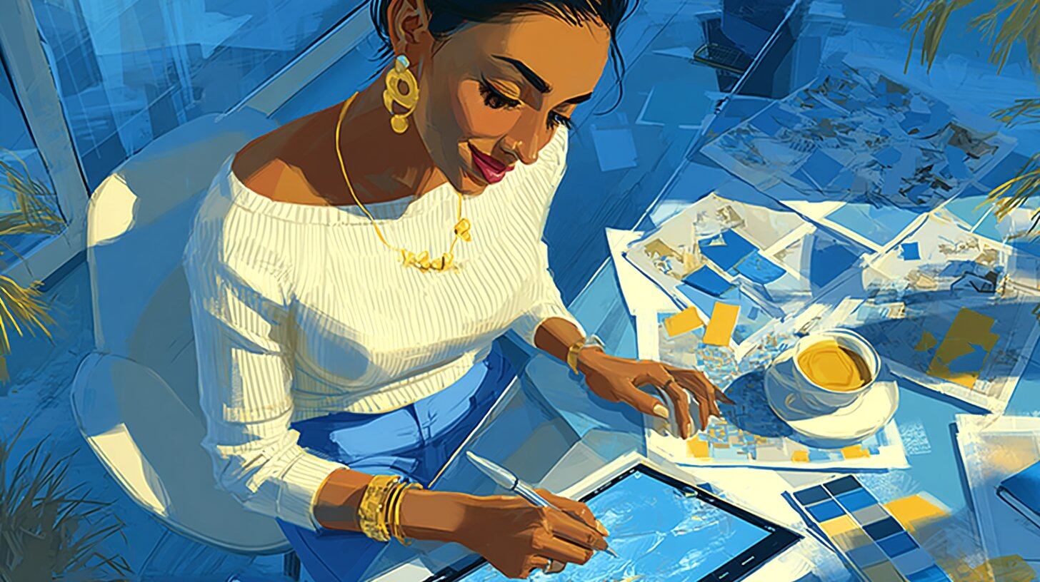 Graphiste freelance dessinant sur tablette numérique à son bureau — accompagnement entrepreneurs Savigny-sur-Orge