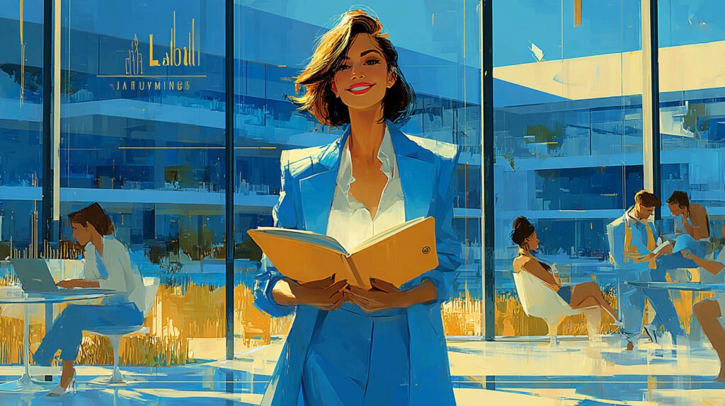 Dirigeante de PME avec son équipe dans des bureaux modernes du quartier d'affaires à Plaisir