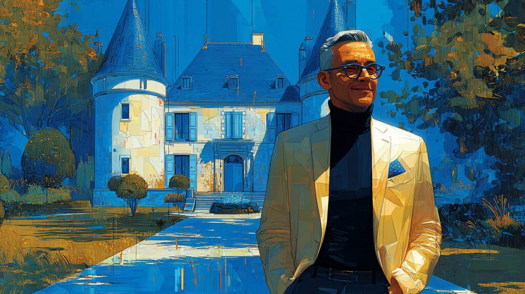 Galeriste indépendant devant la Maison Jean Cocteau à Milly-la-Forêt