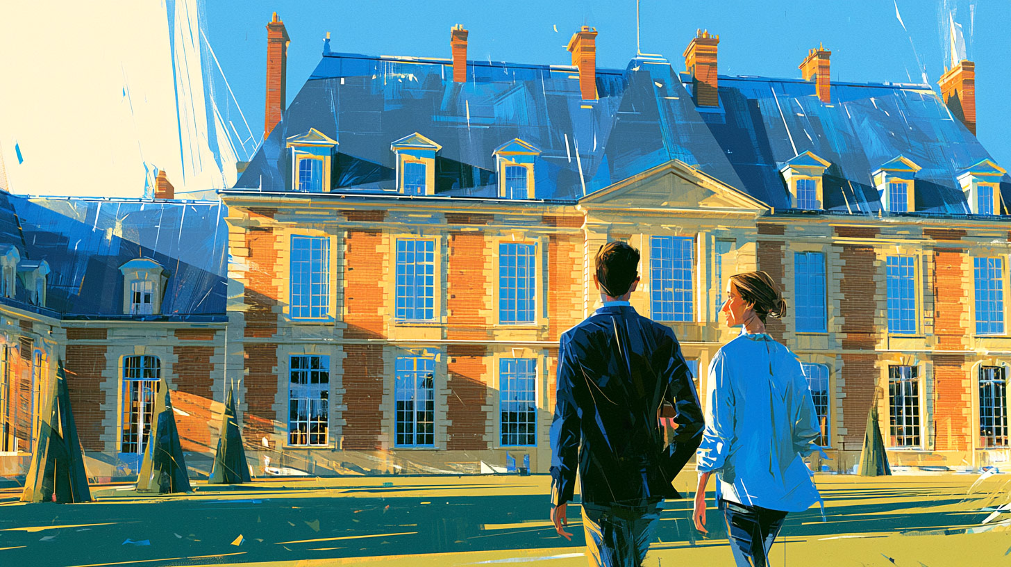 Deux entrepreneurs devant le château de Chamarande en Essonne