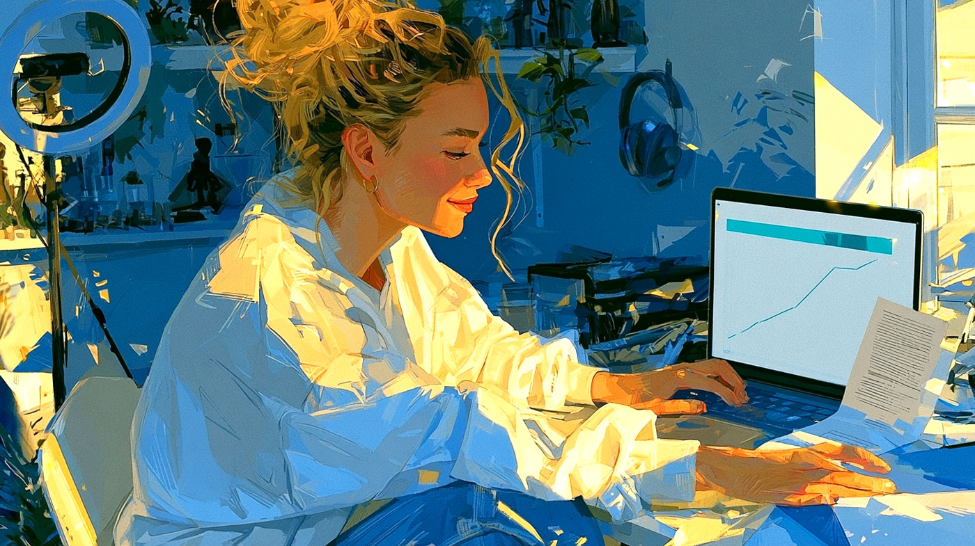 Influenceuse chiffrant les recettes de son activité de création de contenu