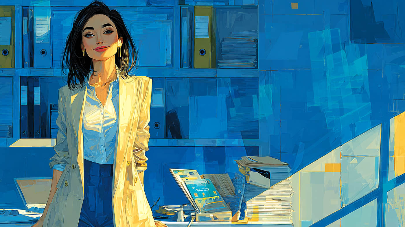 Experte-comptable souriante dans son bureau