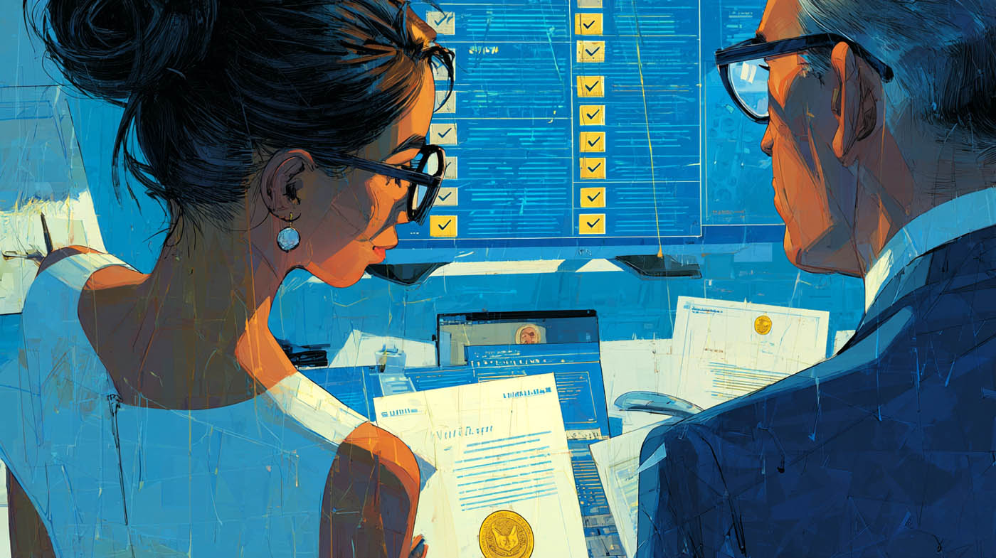 Deux experts-comptables vérifiant des documents officiels